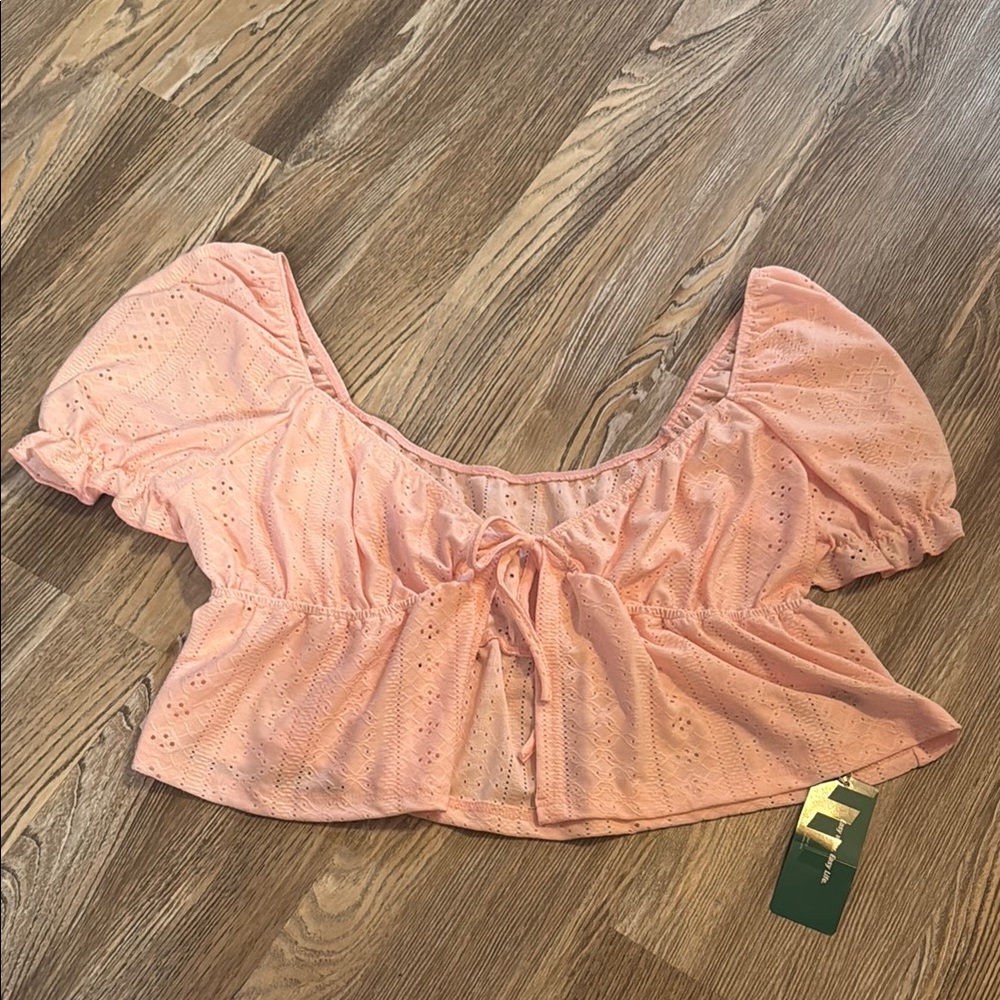 Pink Eyelet Puff Sleeve Top